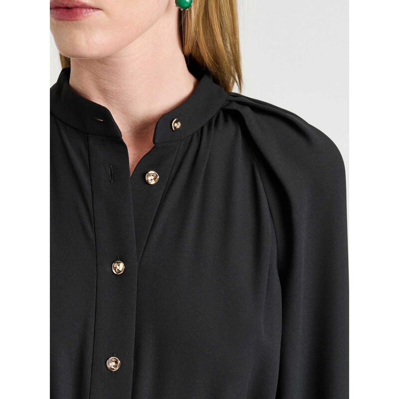 Veronika Maine Satin Back Crepe Tie Neck Shirtdress image number 2